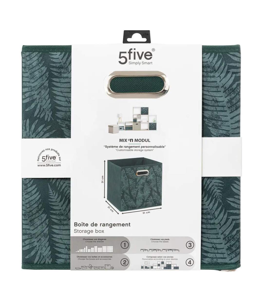 Boîte de Rangement Herbier 31x31cm Vert Foncé-3