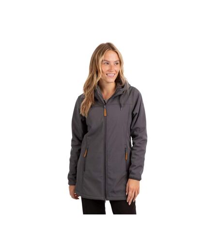 Womens/ladies Kristen Longer Length Hooded Waterproof Jacket Carbon Trespass