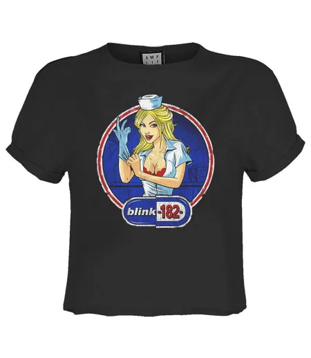 Womens/ladies Enema Of The State Blink 182 Crop Top Charcoal Amplified