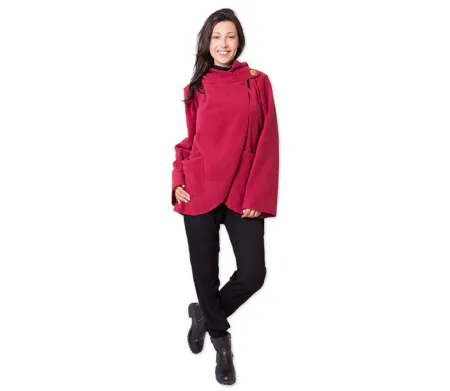 Veste polaire à capuche ethnique OTTAWA rouge Coton Du Monde