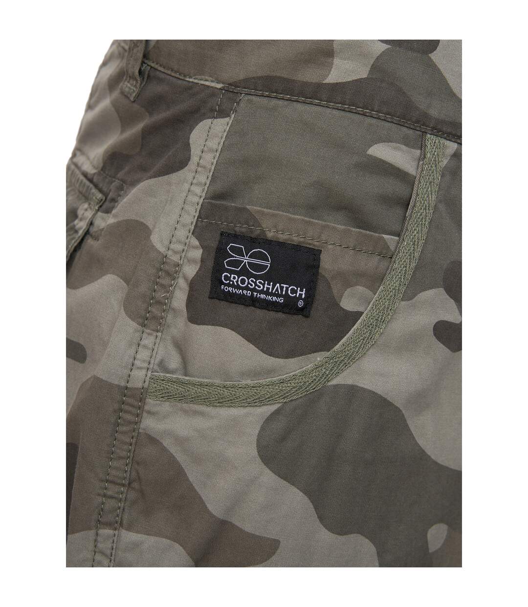 Mens Watchford Camo Cargo Shorts Olive Crosshatch-3