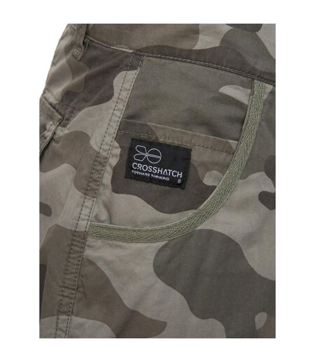 Mens Watchford Camo Cargo Shorts Olive Crosshatch