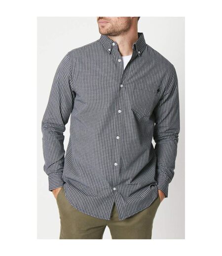 Maine Mens Mini Grid Check Long-Sleeved Shirt (Navy)