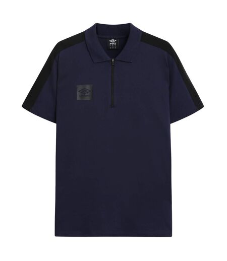 Mens terrace quarter zip polo shirt peacoat/black Umbro