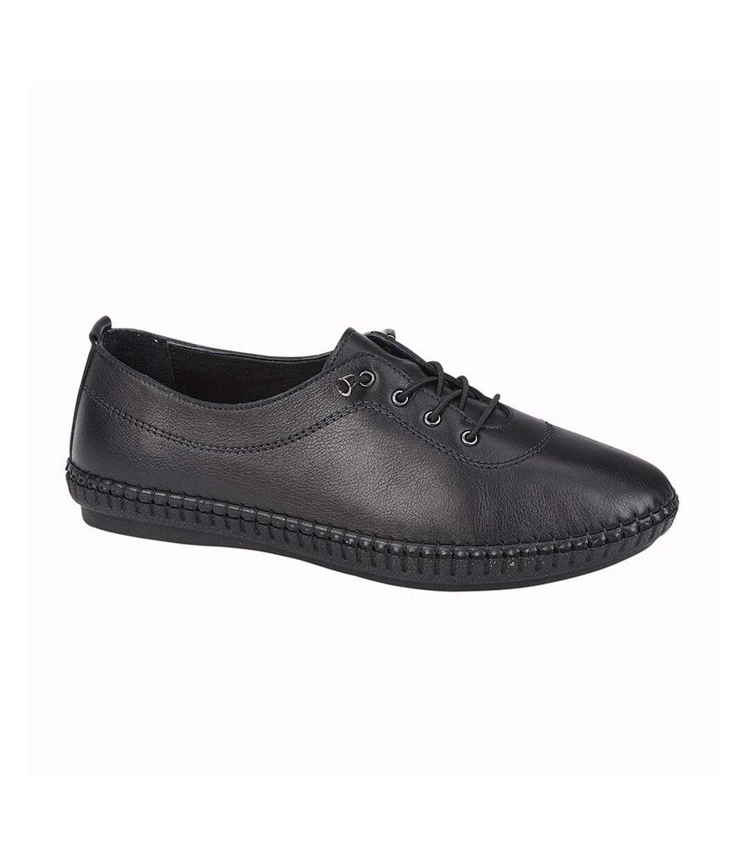 Womens/ladies Leather Casual Shoes Black Mod Comfys-1