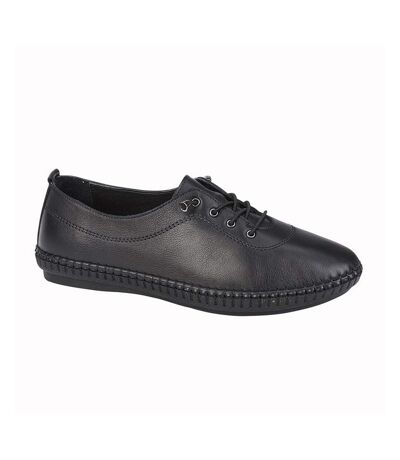 Womens/ladies Leather Casual Shoes Black Mod Comfys