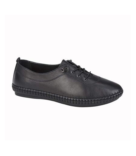 Womens/ladies Leather Casual Shoes Black Mod Comfys