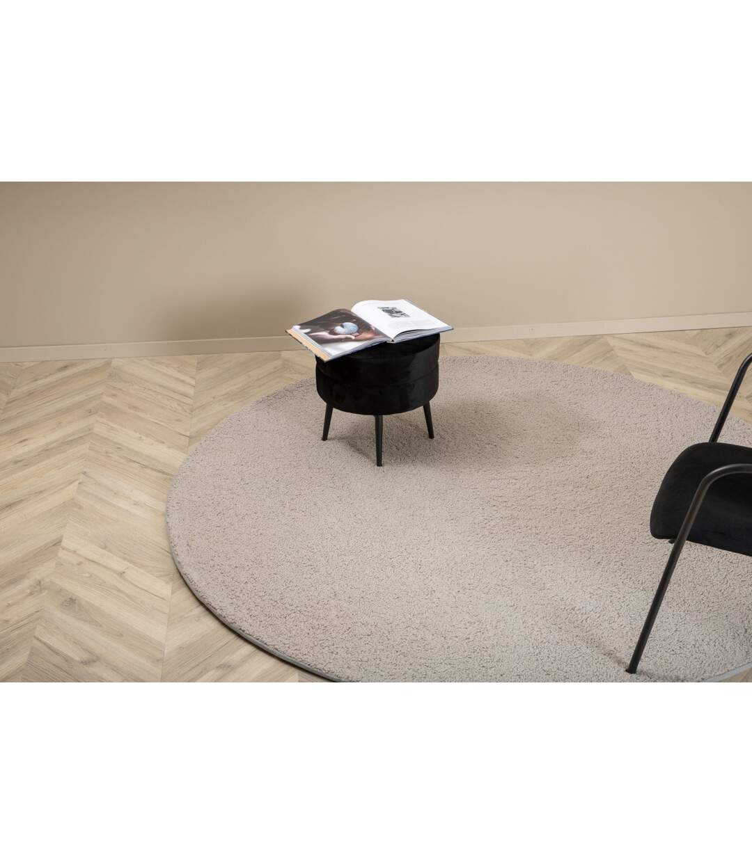 Tapis Rond Bouclette Teddy 200cm Gris-4
