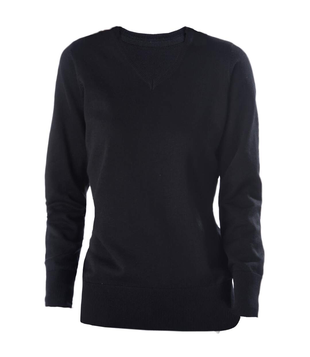 Pull à col v femme noir Kariban