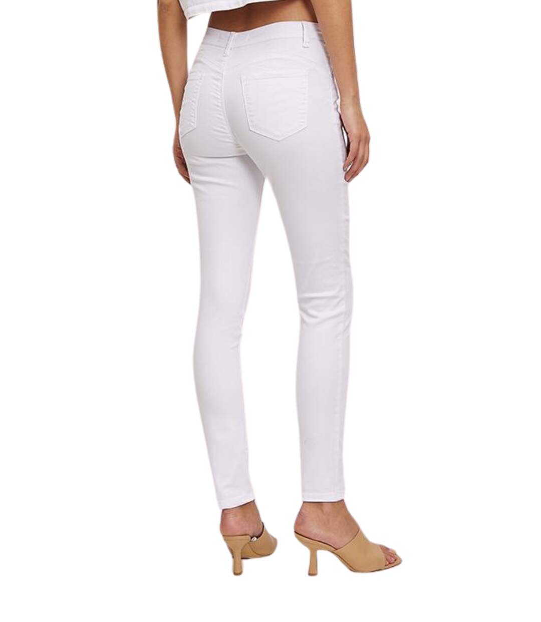 Jean femme slim fit push up blanc - Taille haute - Coton - Elasthane - Polyesther