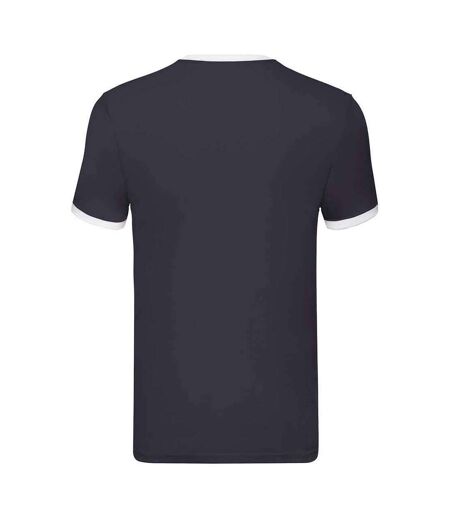 Unisex adult ringer t-shirt navy/white Fruit of the Loom