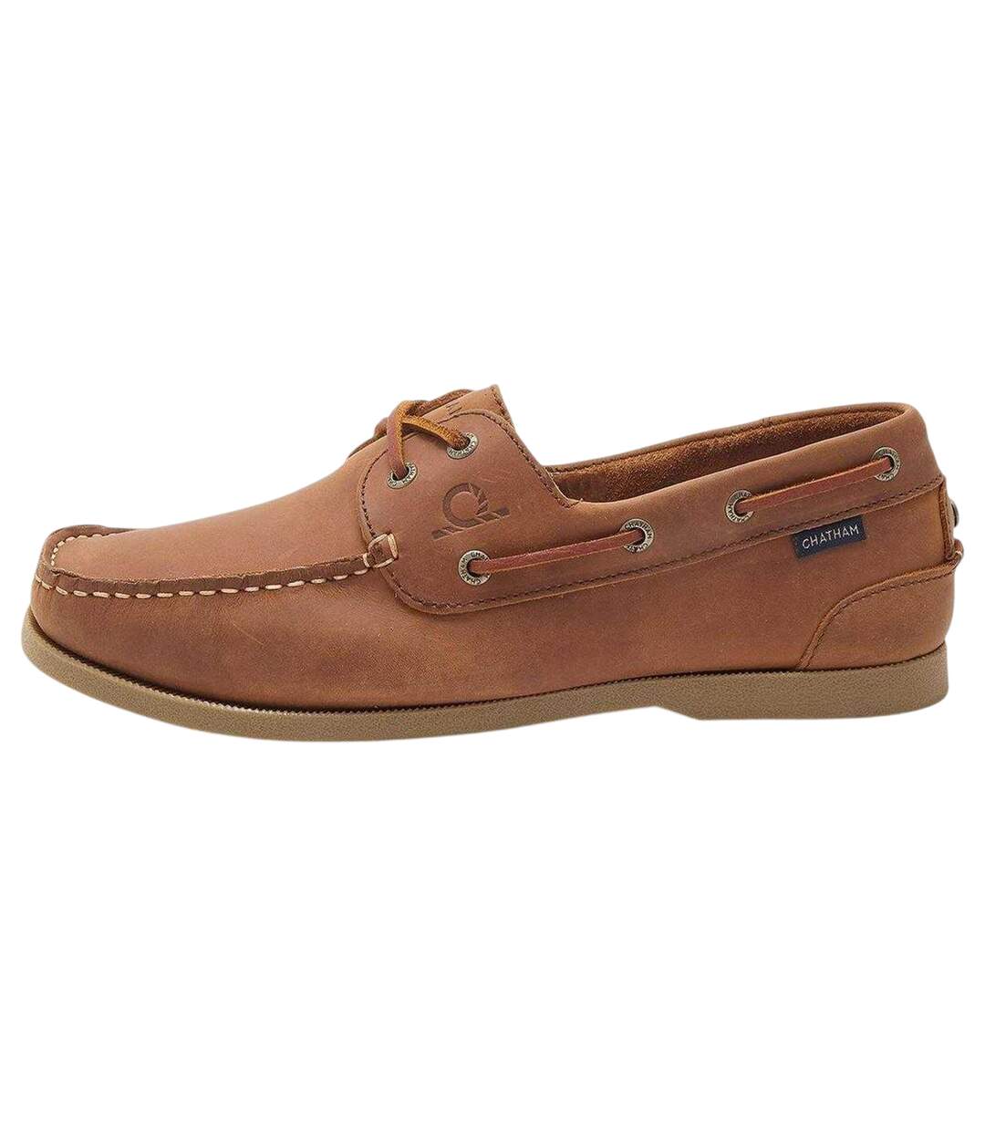 Mens Leather Boat Shoes Dark Tan Chatham-2