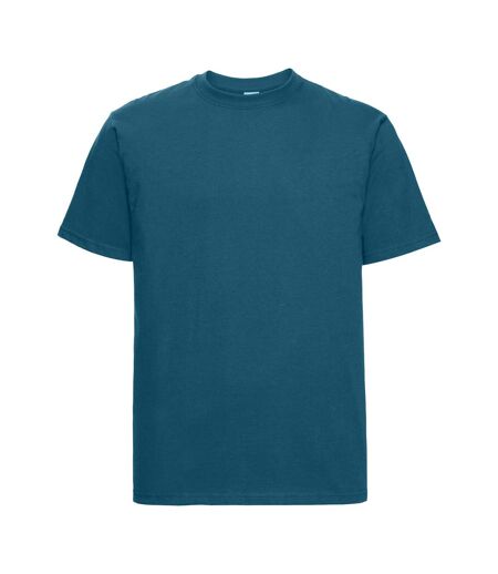 Europe T-shirt Épais Manches Courtes En Coton Homme Bleu Pétrole Russell