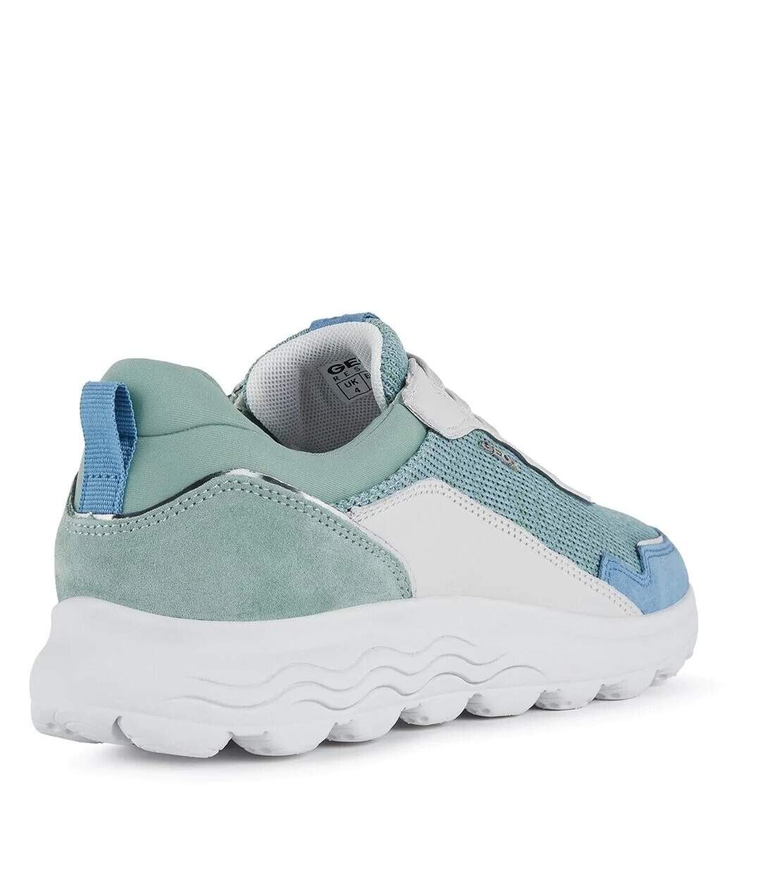 Womens/ladies Spherica Nappa Leather Trainers White Green Geox-3