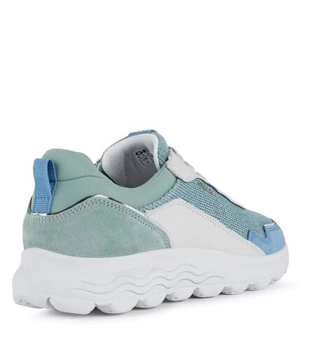 Womens/ladies Spherica Nappa Leather Trainers White Green Geox