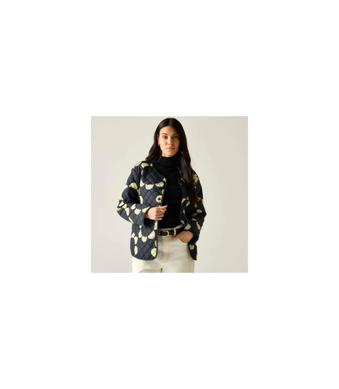 Womens/ladies Orla Kiely Daisy Hoop Lightweight Quilted Jacket Black Regatta-1