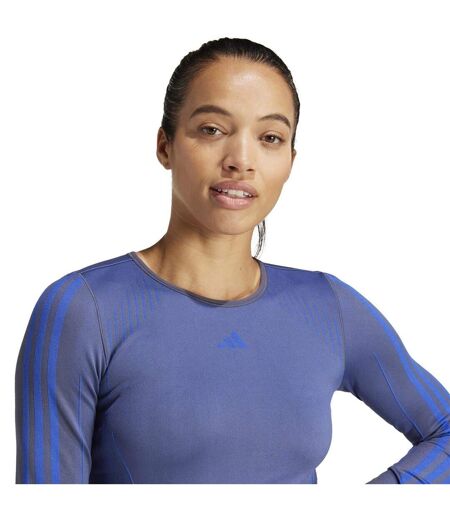Haut Manches Longues Femme Bleu Marine Foncé Chiné Adidas