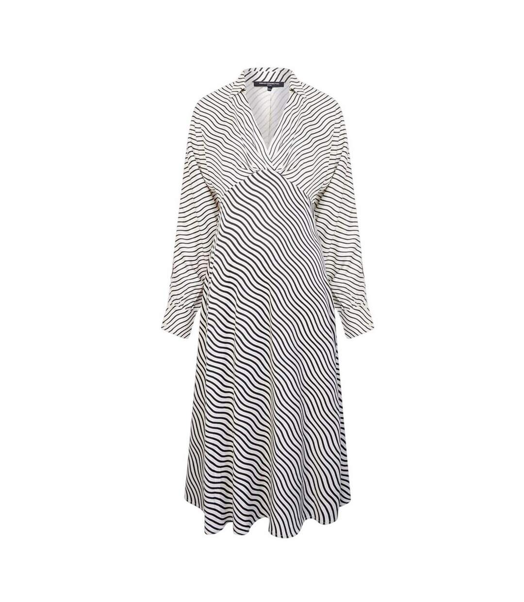 Robe Mi-longue Motif/style À Rayures Candice Femme Noir Crème French Connection-2