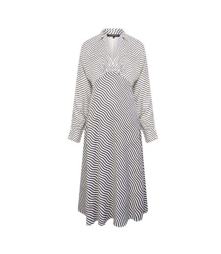 Robe Mi-longue Motif/style À Rayures Candice Femme Noir Crème French Connection