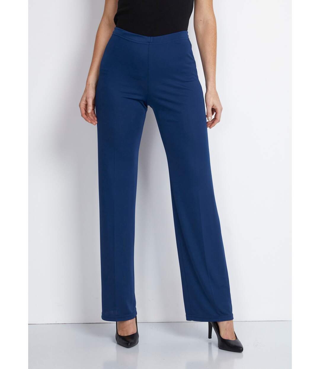Pantalon taille élastiquée fluide évasé-1