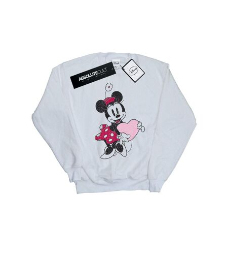 Disney Sweatshirt Love Heart Minnie Mouse Womens/Ladies (Blanc) - UTBI27694