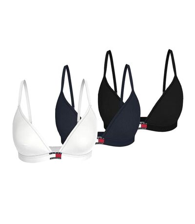 x3 soutien-gorge noir/blanc femme tommy hilfiger triangle - l