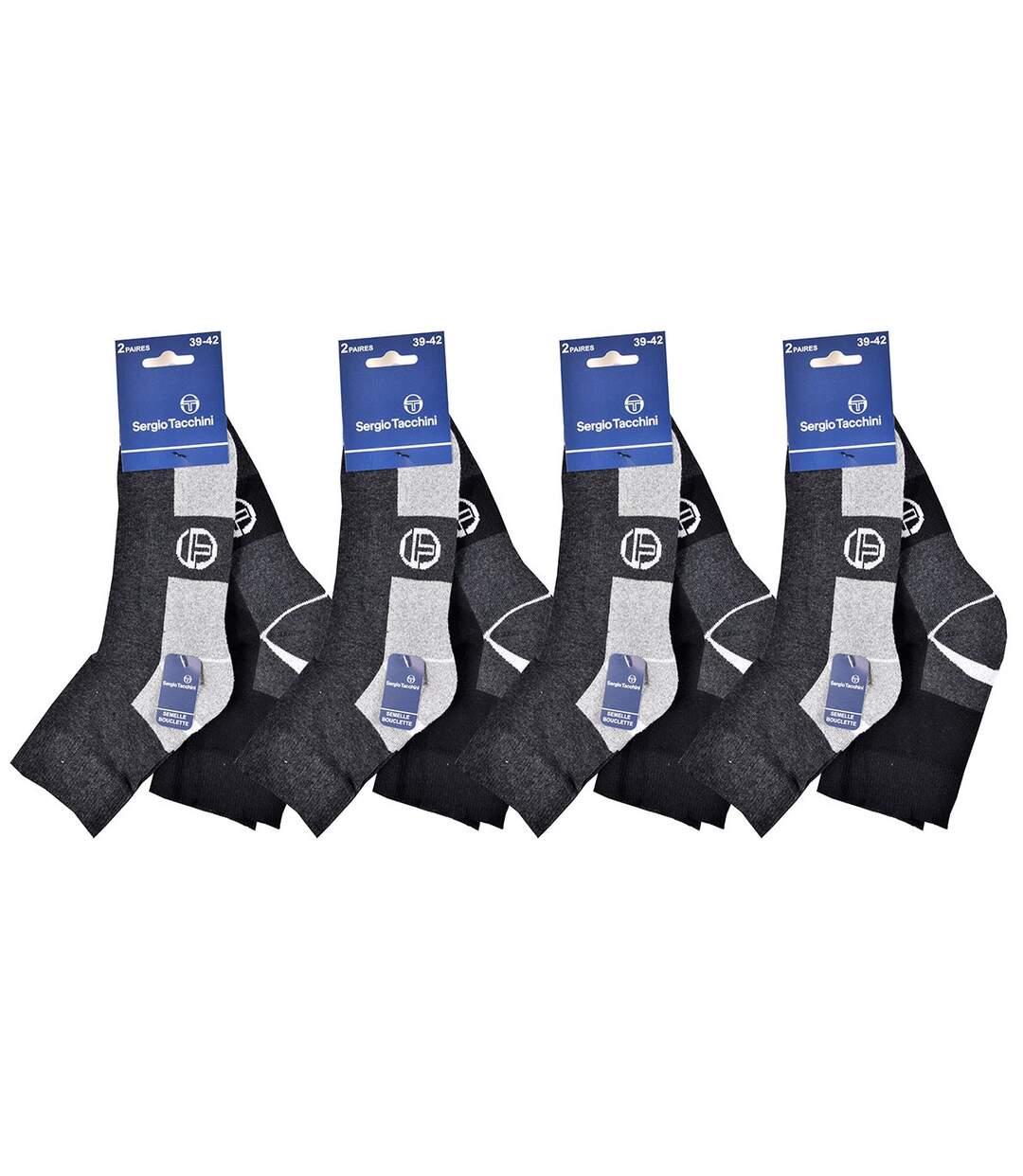 Chaussettes Homme QUARTER SERGIO TACCHINI Lot de 8 Pack de 8 Paires 2604 BOUCLETTE-3