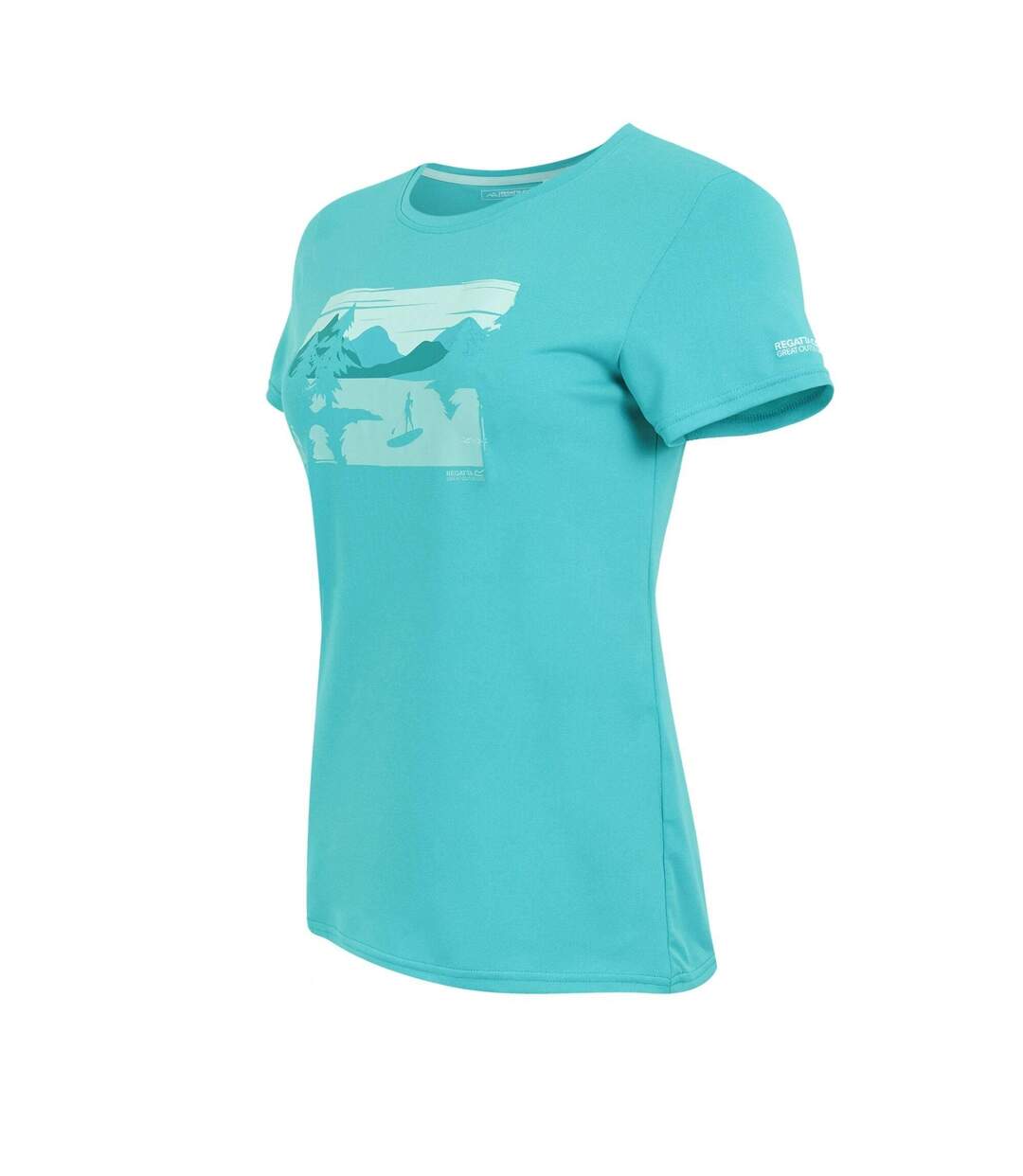 Womens/ladies Fingal Landscape Stretch T-shirt Turquoise Regatta-3