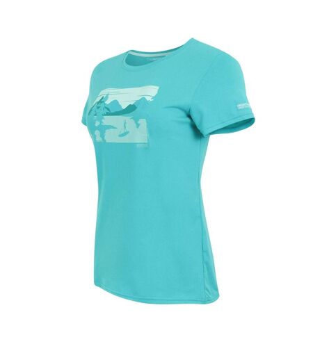 Womens/ladies Fingal Landscape Stretch T-shirt Turquoise Regatta