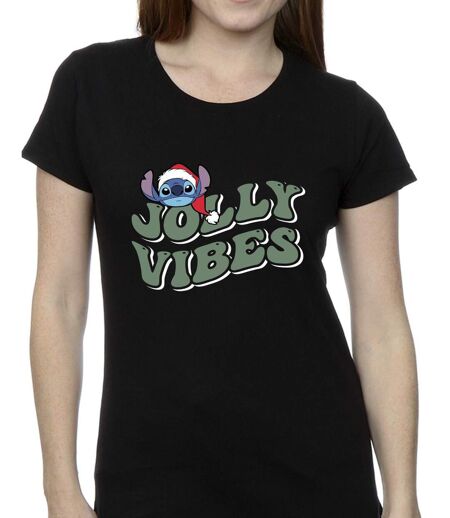 Disney Femmes/Les femmes Lilo & Stitch Jolly Chilling Vibes - T-shirt en coton (Noir) - UTBI26123