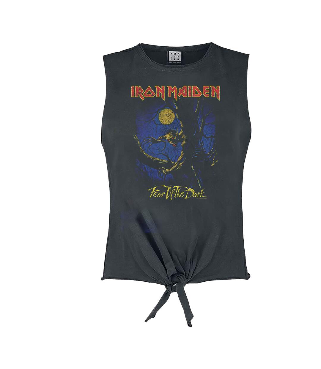 Womens/ladies Fear Of The Dark Iron Maiden Sleeveless Top Charcoal Amplified-1