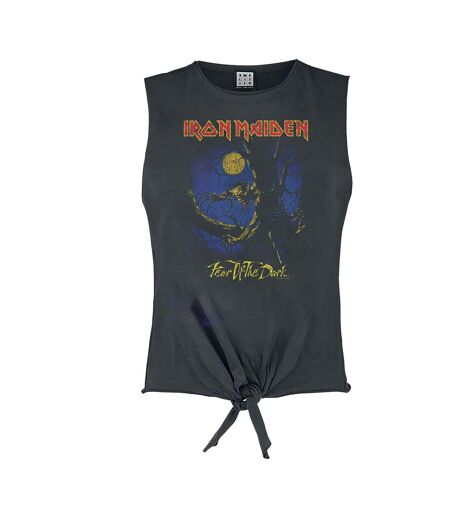 Womens/ladies Fear Of The Dark Iron Maiden Sleeveless Top Charcoal Amplified