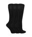 Ladies 3 Pack Knee High 100% Cotton Soft Breathable Socks-3