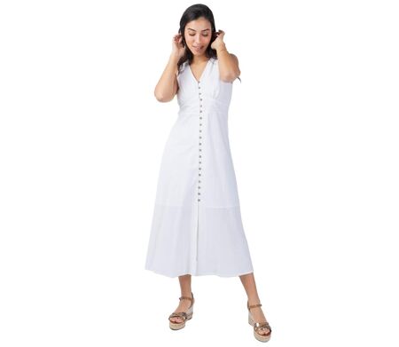 Robe longue sans manches SERAPHINE blanc Coton Du Monde