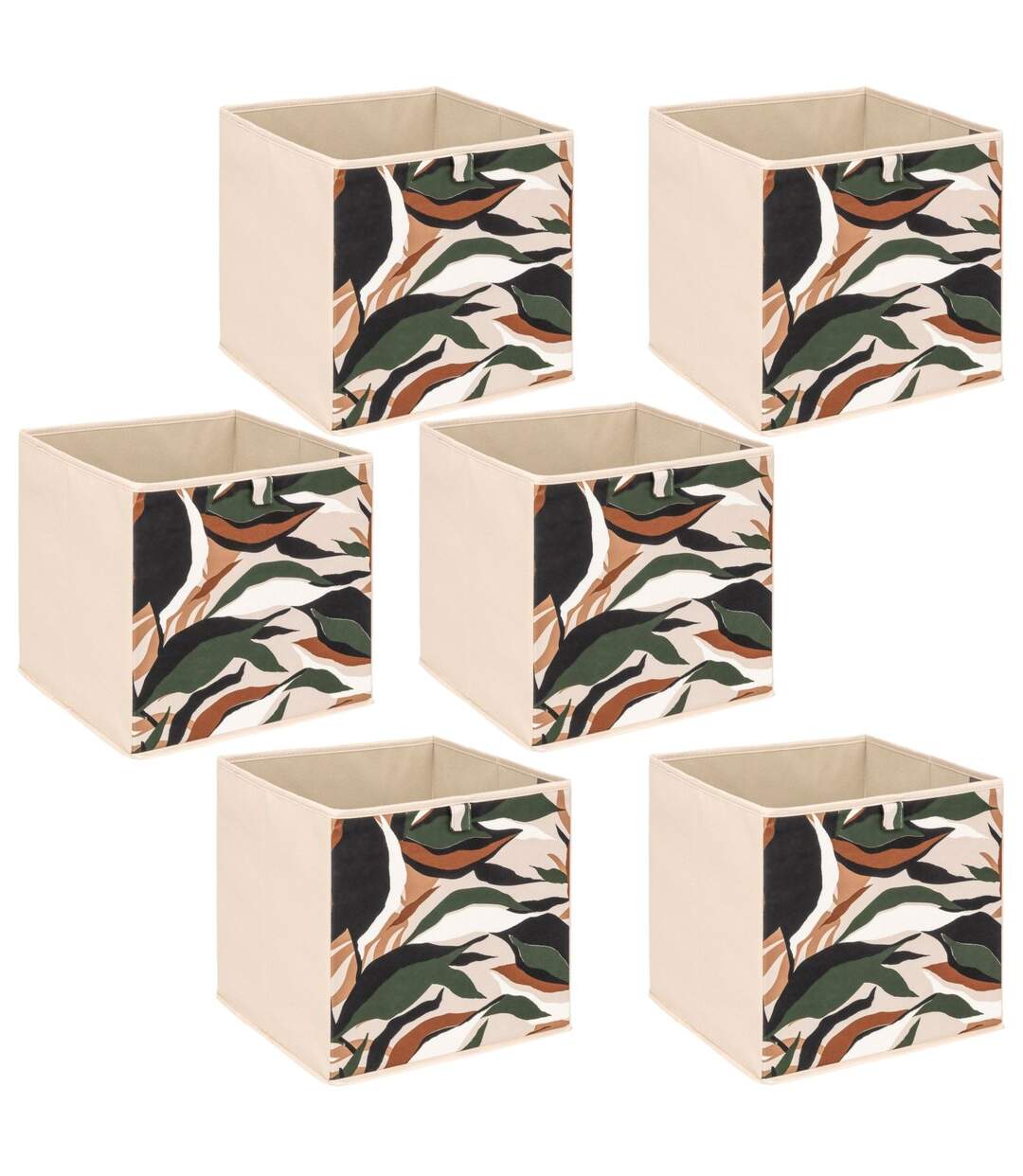 Lot de 6 boites de rangement LAURIA - L. 31 x l.31 x H. 31 cm - Beige-1