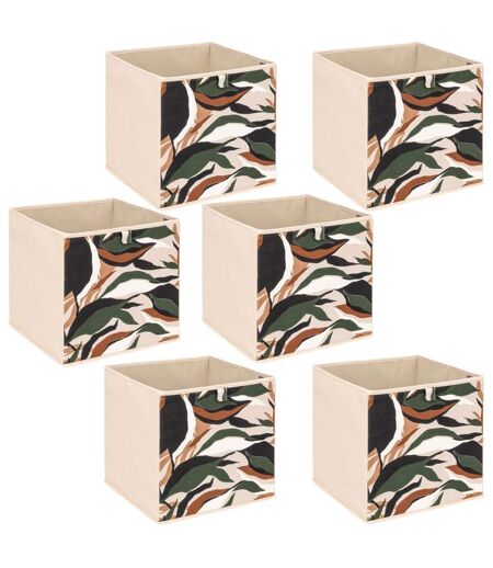Lot de 6 boites de rangement LAURIA - L. 31 x l.31 x H. 31 cm - Beige