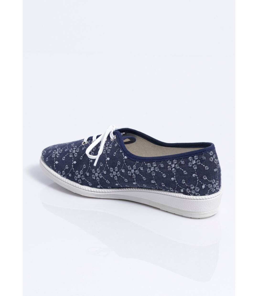 Derbies lacées compensées textile brodé-2