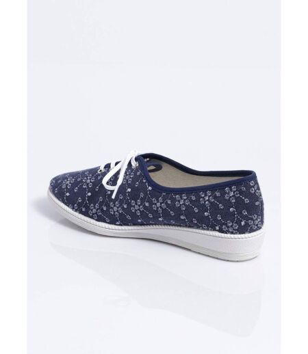 Derbies lacées compensées textile brodé