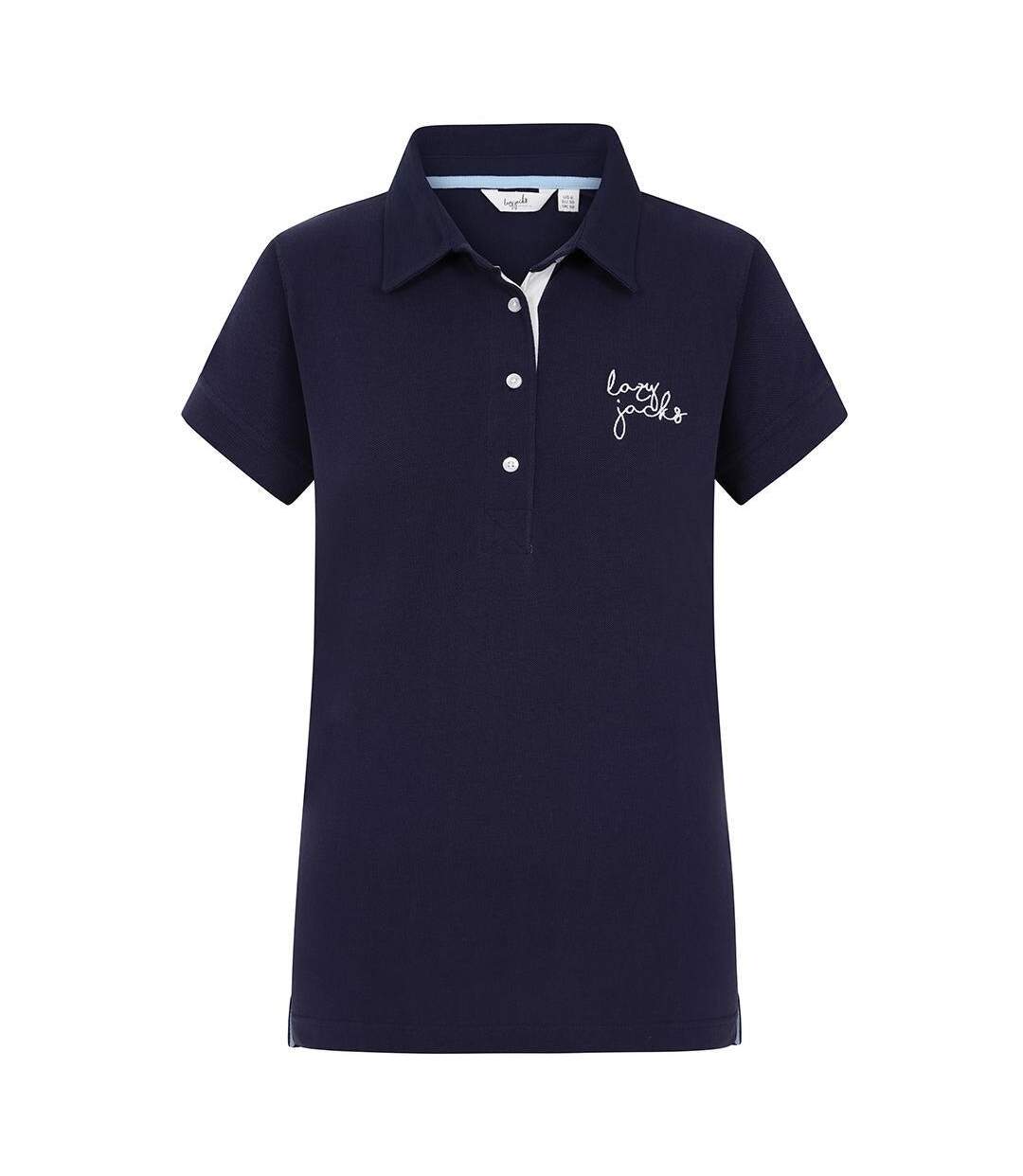 Polo Motif/style Logo Brodé Femme Lilas Foncé Lazy Jacks-1