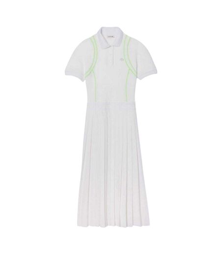 Womens/ladies Neon Tape Polo Shirt Dress White Lacoste