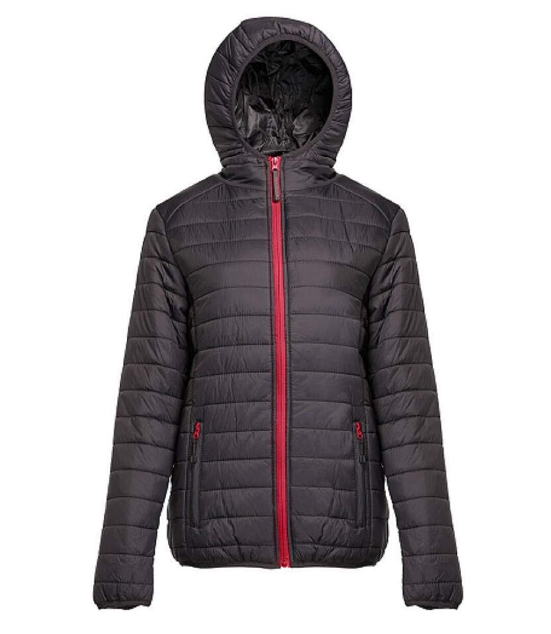 Doudoune légère à capuche - Femme - PK763 - noir et rouge