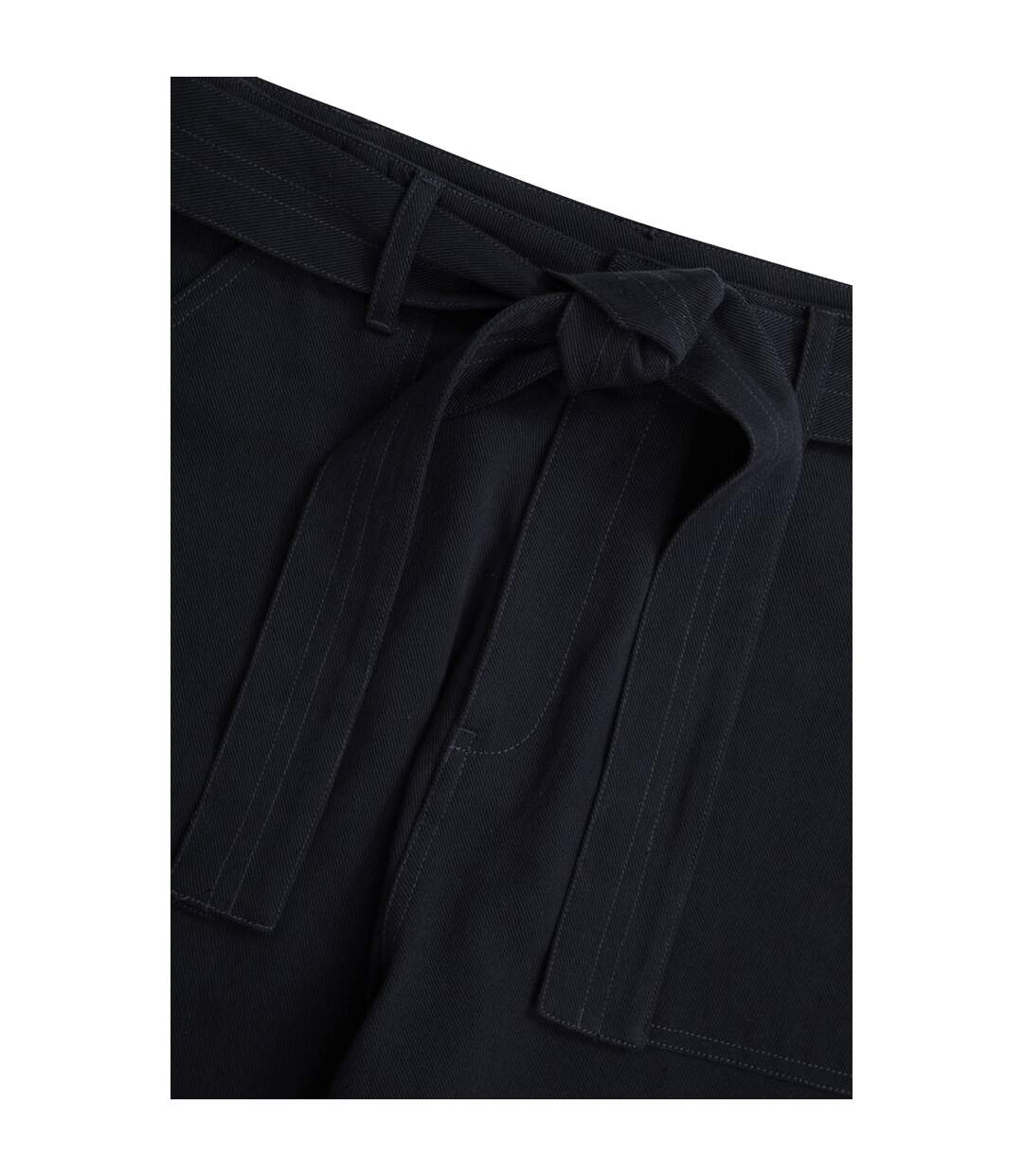 Womens/ladies High Waist Straight Leg Trousers Navy Animal-4