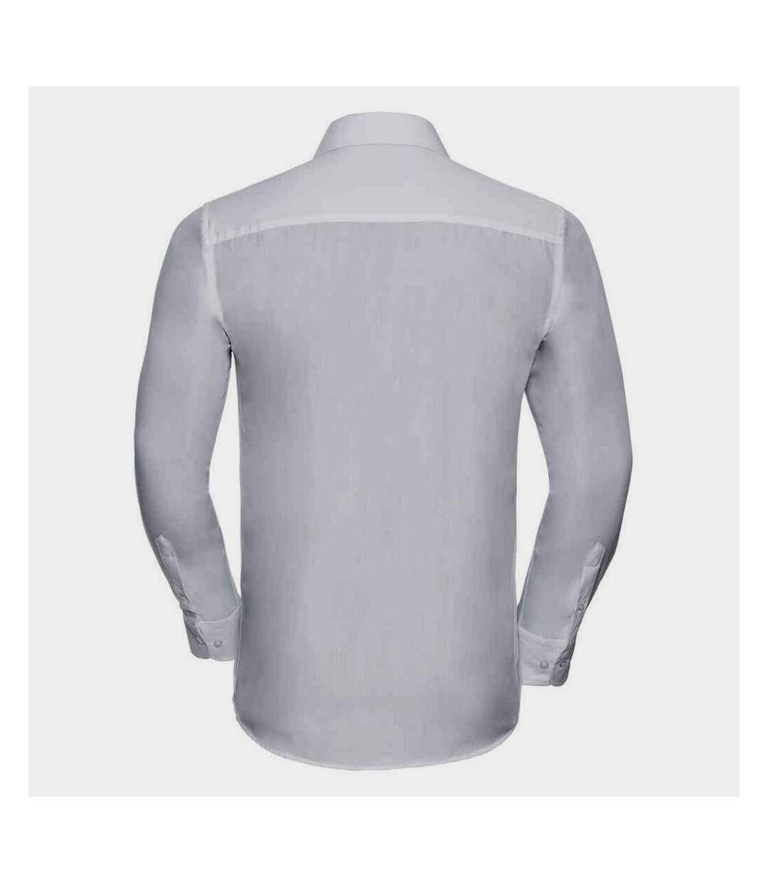 Mens poplin tailored long-sleeved formal shirt white Russell Collection