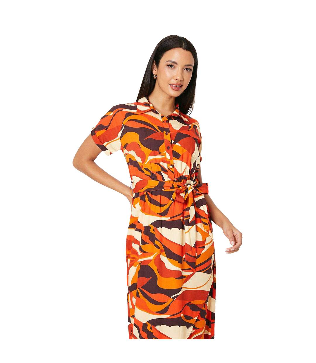 Robe mi-longue femme rouille Principles-3