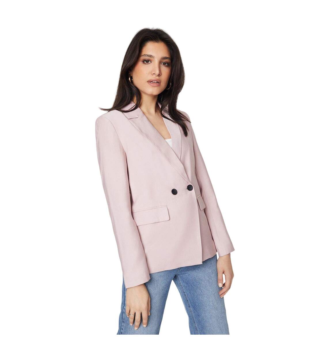 Womens/ladies double-breasted blazer blush Dorothy Perkins-1