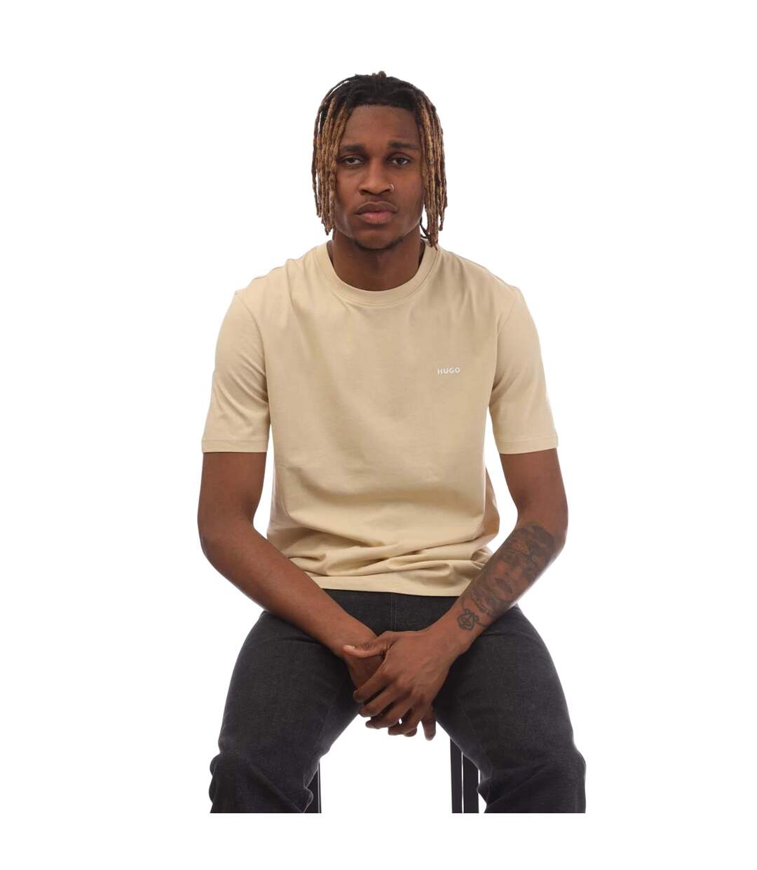 T-shirt Style Logo Dero222 Homme Beige Hugo-1