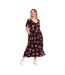 Womens/ladies Floral All-over Print Midi Dress Black Charcoal Moomin-1