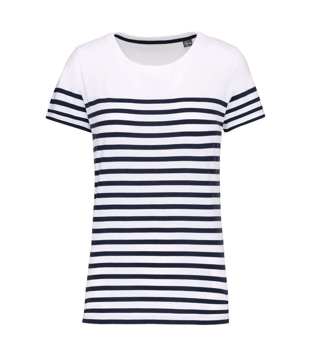 T-shirt rayé coton bio marinière femme - k3034 - blanc et bleu marine