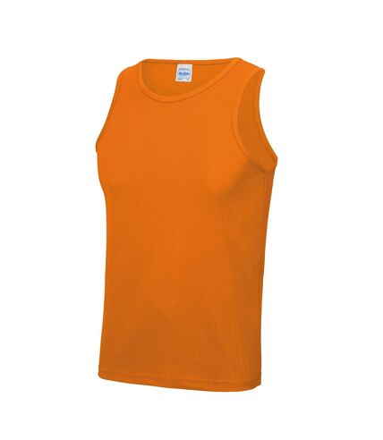 Just Cool Mens Sports Gym Plain Tank/Vest Top (Orange Crush)