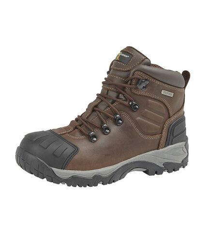 Grafters Mens Buffalo Leather Hiker Type Safety Boots (Brown) - UTDF1933